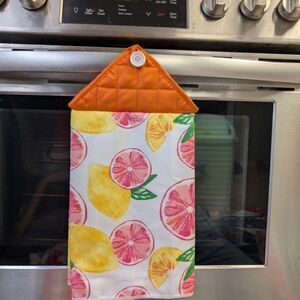 Citrus Print Quilted Hanging Kitchen Towel